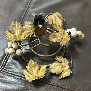 Vintage Hollywood Italian Gold Leaf Regency Candle Holder Decor